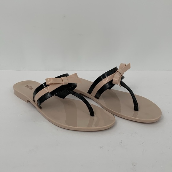 Melissa Garota slide thong sandal shoe pink black jelly thong flat sweet women 9 - Picture 3 of 7